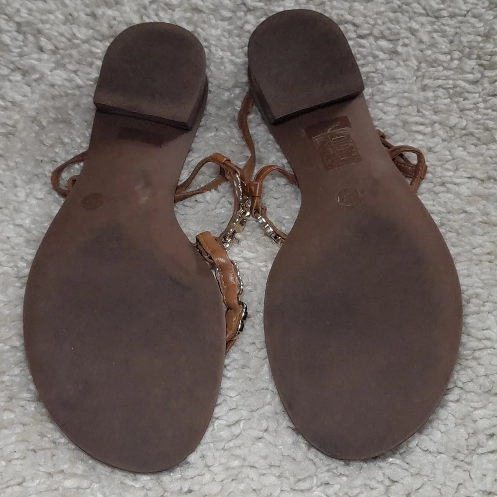 TORY BURCH GEMINI Gold Chain Thong Sandals Size 10